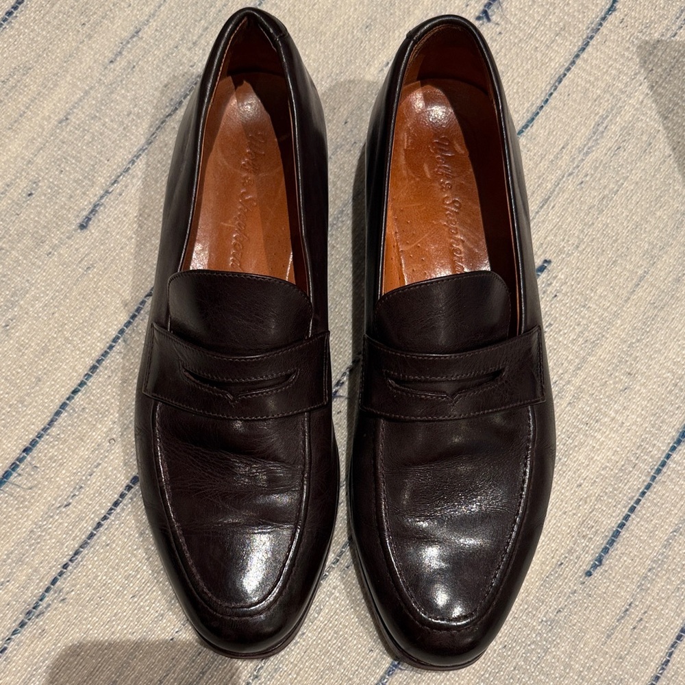 Mens Brown Leather Penny Loafers